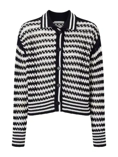 Max Mara Striped Crocheted Cotton Cardigan | Thumbnail 1 Max Mara Striped Crocheted Cotton Cardigan | Thumbnail 1