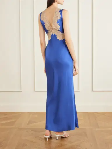 Rixo Lysandra Lace-trimmed Satin Midi Dress | Thumbnail 3 Rixo Lysandra Lace-trimmed Satin Midi Dress | Thumbnail 3