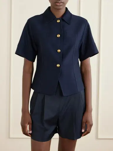 Max Mara Paneled Cotton-piqué Shirt | Thumbnail 3 Max Mara Paneled Cotton-piqué Shirt | Thumbnail 3