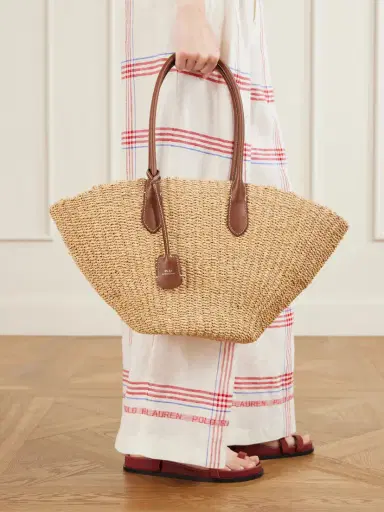 Polo Ralph Lauren Bellport Medium Leather-trimmed Raffia Tote | Thumbnail 3 Polo Ralph Lauren Bellport Medium Leather-trimmed Raffia Tote | Thumbnail 3