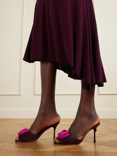 Roger Vivier Epine Rose 85 Floral-appliquéd Suede Mules | Thumbnail 2 Roger Vivier Epine Rose 85 Floral-appliquéd Suede Mules | Thumbnail 2