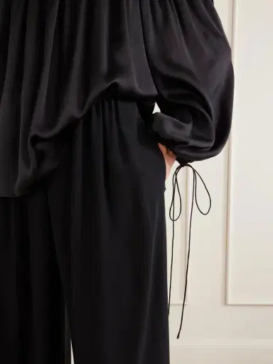 Chloé Off-the-shoulder Gathered Silk-satin Blouse | Thumbnail 5 Chloé Off-the-shoulder Gathered Silk-satin Blouse | Thumbnail 5