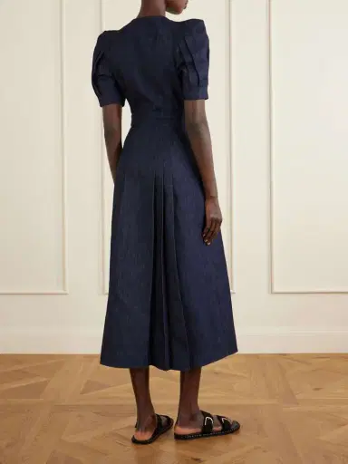 Gabriela Hearst Patricia Belted Cotton And Linen-blend Denim Midi Dress | Thumbnail 3 Gabriela Hearst Patricia Belted Cotton And Linen-blend Denim Midi Dress | Thumbnail 3