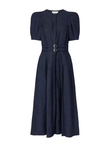 Gabriela Hearst Patricia Belted Cotton And Linen-blend Denim Midi Dress | Thumbnail 1 Gabriela Hearst Patricia Belted Cotton And Linen-blend Denim Midi Dress | Thumbnail 1