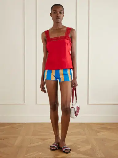 Staud + Da Adolfo Mare Striped-printed Cotton-jersey Shorts | Thumbnail 2 Staud + Da Adolfo Mare Striped-printed Cotton-jersey Shorts | Thumbnail 2