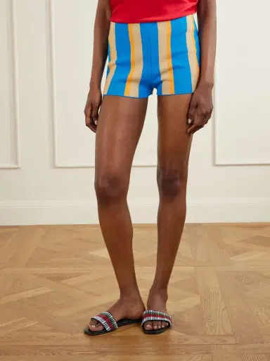 Staud + Da Adolfo Mare Striped-printed Cotton-jersey Shorts | Thumbnail 3 Staud + Da Adolfo Mare Striped-printed Cotton-jersey Shorts | Thumbnail 3