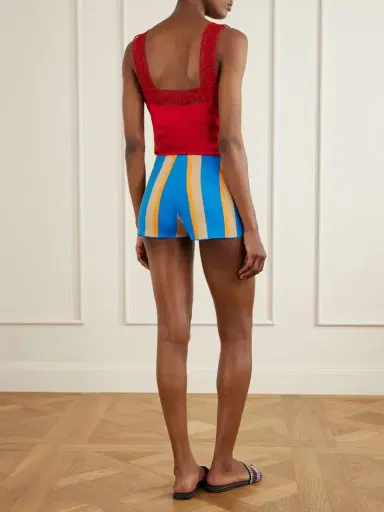 Staud + Da Adolfo Mare Striped-printed Cotton-jersey Shorts | Thumbnail 4 Staud + Da Adolfo Mare Striped-printed Cotton-jersey Shorts | Thumbnail 4