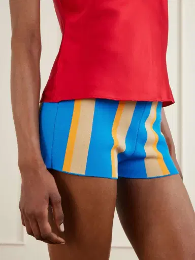 Staud + Da Adolfo Mare Striped-printed Cotton-jersey Shorts | Thumbnail 5 Staud + Da Adolfo Mare Striped-printed Cotton-jersey Shorts | Thumbnail 5