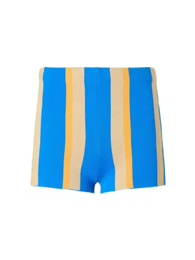 Staud + Da Adolfo Mare Striped-printed Cotton-jersey Shorts | Thumbnail 1 Staud + Da Adolfo Mare Striped-printed Cotton-jersey Shorts | Thumbnail 1