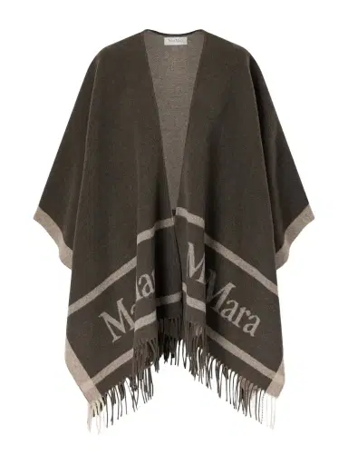 Max Mara Fringed Wool-jacquard Cape | Thumbnail 1 Max Mara Fringed Wool-jacquard Cape | Thumbnail 1