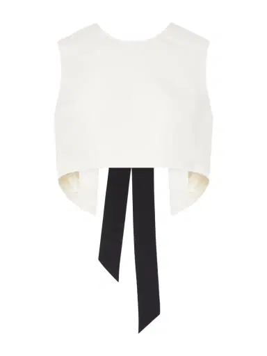Lanvin Bow-detailed Cropped Silk-cady Top | Thumbnail 1 Lanvin Bow-detailed Cropped Silk-cady Top | Thumbnail 1