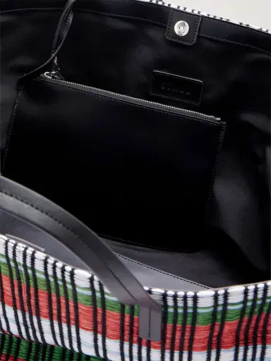 Staud + Da Adolfo Christos Raffia Checked Fringed Tote | Thumbnail 6 Staud + Da Adolfo Christos Raffia Checked Fringed Tote | Thumbnail 6