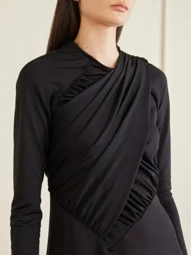 Victoria Beckham Gathered Crepe Midi Dress | Thumbnail 4 Victoria Beckham Gathered Crepe Midi Dress | Thumbnail 4