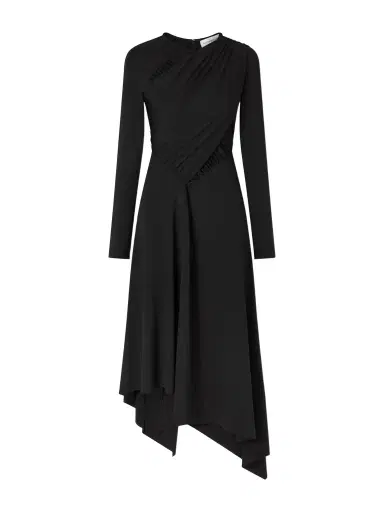 Victoria Beckham Gathered Crepe Midi Dress | Thumbnail 1 Victoria Beckham Gathered Crepe Midi Dress | Thumbnail 1