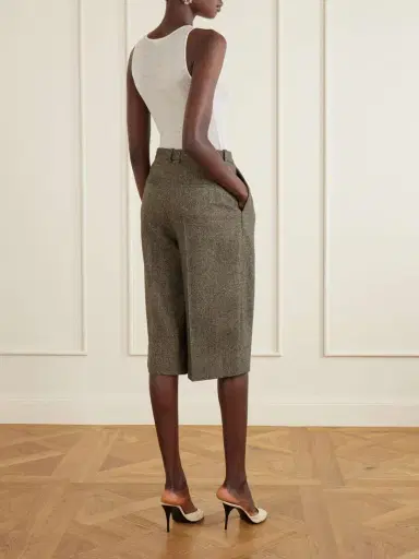 Saint Laurent Herringbone Wool-blend Knee Shorts | Thumbnail 4 Saint Laurent Herringbone Wool-blend Knee Shorts | Thumbnail 4