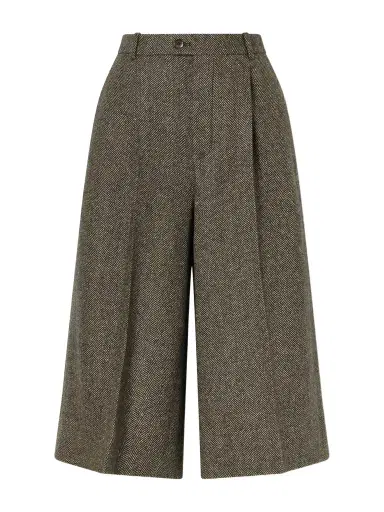Saint Laurent Herringbone Wool-blend Knee Shorts | Thumbnail 1 Saint Laurent Herringbone Wool-blend Knee Shorts | Thumbnail 1