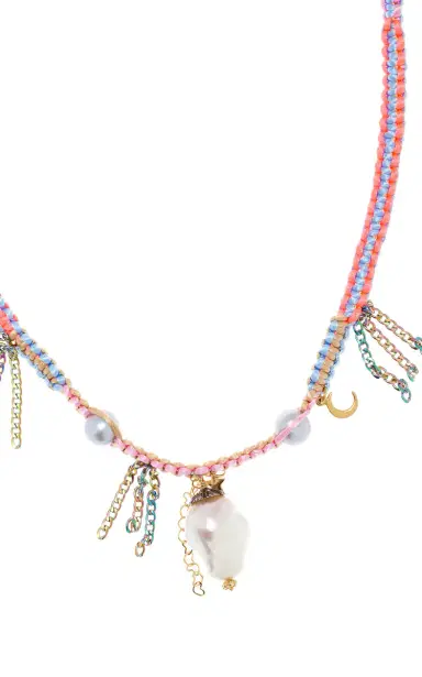 Joie DiGiovanni Neon Diamond Dagger Pearl And Lucky Charm Silk Rockstar Necklace | Thumbnail 3 Joie DiGiovanni Neon Diamond Dagger Pearl And Lucky Charm Silk Rockstar Necklace | Thumbnail 3