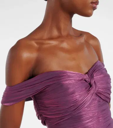 Costarellos Ruched off-shoulder gown | Thumbnail 4 Costarellos Ruched off-shoulder gown | Thumbnail 4