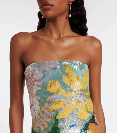 LA FUORI Floral sequined strapless gown | Thumbnail 4 LA FUORI Floral sequined strapless gown | Thumbnail 4
