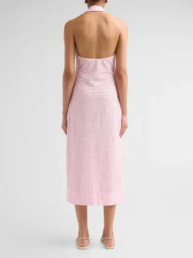 SIMKHAI Women's Clairmont Seersucker Halter Midi Dress - Daisy | Thumbnail 3 SIMKHAI Women's Clairmont Seersucker Halter Midi Dress - Daisy | Thumbnail 3