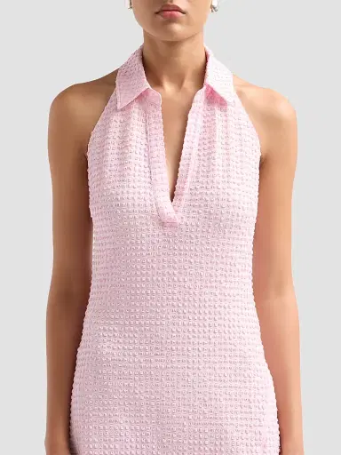 SIMKHAI Women's Clairmont Seersucker Halter Midi Dress - Daisy | Thumbnail 5 SIMKHAI Women's Clairmont Seersucker Halter Midi Dress - Daisy | Thumbnail 5
