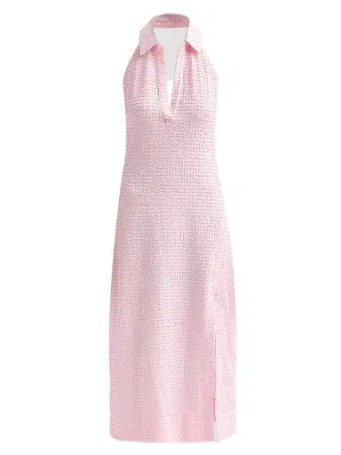 SIMKHAI Women's Clairmont Seersucker Halter Midi Dress - Daisy | Thumbnail 1 SIMKHAI Women's Clairmont Seersucker Halter Midi Dress - Daisy | Thumbnail 1