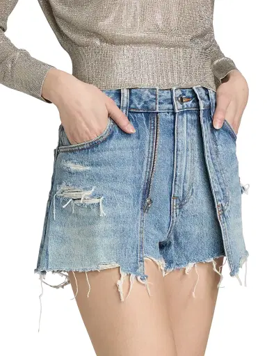 Alexander Wang Women's Distressed Double Layer Skort - Authentic Light Indigo - Size 26 | Thumbnail 4 Alexander Wang Women's Distressed Double Layer Skort - Authentic Light Indigo - Size 26 | Thumbnail 4