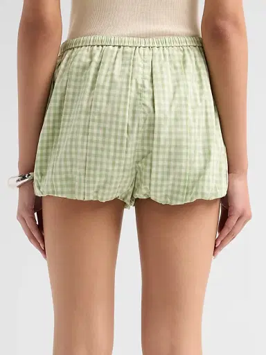 Simkhai Women's Gingham Bubble Shorts - Lime Gingham - Size XS | Thumbnail 3 Simkhai Women's Gingham Bubble Shorts - Lime Gingham - Size XS | Thumbnail 3
