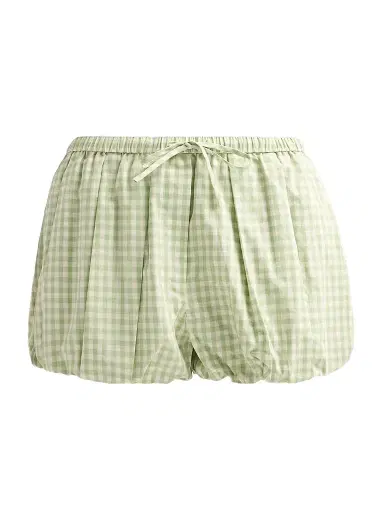 Simkhai Women's Gingham Bubble Shorts - Lime Gingham - Size XS | Thumbnail 1 Simkhai Women's Gingham Bubble Shorts - Lime Gingham - Size XS | Thumbnail 1