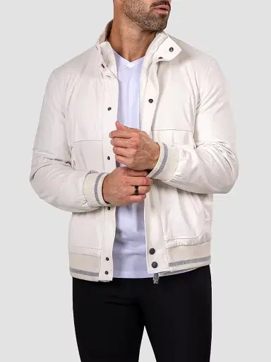 Maceoo Men's Marthyr Bomber Jacket - White | Thumbnail 3 Maceoo Men's Marthyr Bomber Jacket - White | Thumbnail 3