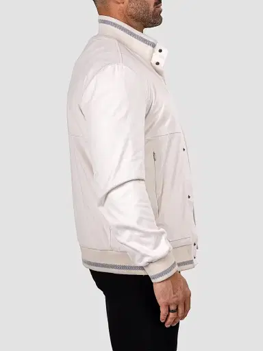 Maceoo Men's Marthyr Bomber Jacket - White | Thumbnail 4 Maceoo Men's Marthyr Bomber Jacket - White | Thumbnail 4