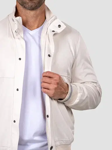 Maceoo Men's Marthyr Bomber Jacket - White | Thumbnail 6 Maceoo Men's Marthyr Bomber Jacket - White | Thumbnail 6
