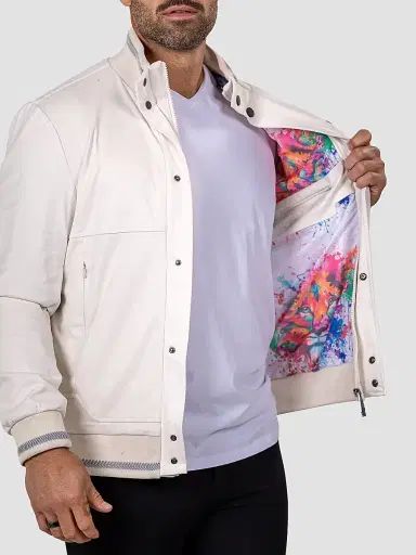 Maceoo Men's Marthyr Bomber Jacket - White | Thumbnail 7 Maceoo Men's Marthyr Bomber Jacket - White | Thumbnail 7