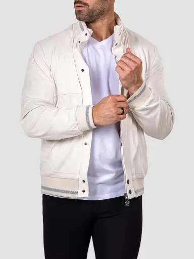 Maceoo Men's Marthyr Bomber Jacket - White | Thumbnail 8 Maceoo Men's Marthyr Bomber Jacket - White | Thumbnail 8