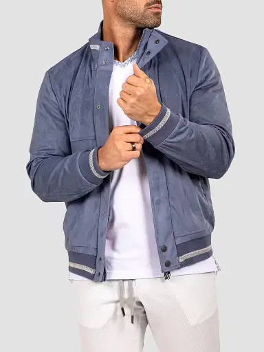 Maceoo Men's Marthyr Bomber Jacket - Blue | Thumbnail 4 Maceoo Men's Marthyr Bomber Jacket - Blue | Thumbnail 4