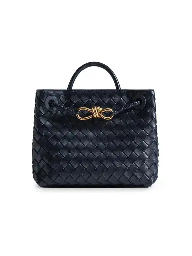 Bottega Veneta Women's Andiamo Intrecciato Leather Top-Handle Bag - Midnight | Thumbnail 1 Bottega Veneta Women's Andiamo Intrecciato Leather Top-Handle Bag - Midnight | Thumbnail 1