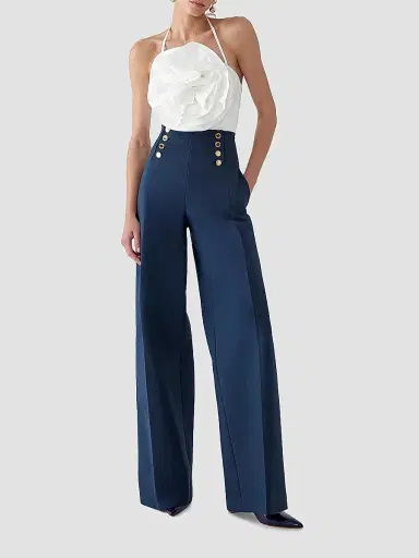 Carolina Herrera Women's Rose Halterneck Cotton-Blend Top - White | Thumbnail 2 Carolina Herrera Women's Rose Halterneck Cotton-Blend Top - White | Thumbnail 2