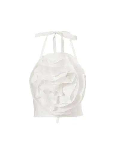 Carolina Herrera Women's Rose Halterneck Cotton-Blend Top - White | Thumbnail 1 Carolina Herrera Women's Rose Halterneck Cotton-Blend Top - White | Thumbnail 1