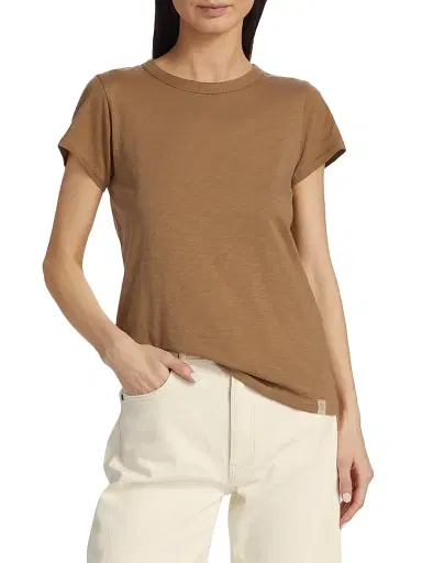 rag & bone Women's The Slub Cotton T-Shirt - Khaki | Thumbnail 3 rag & bone Women's The Slub Cotton T-Shirt - Khaki | Thumbnail 3