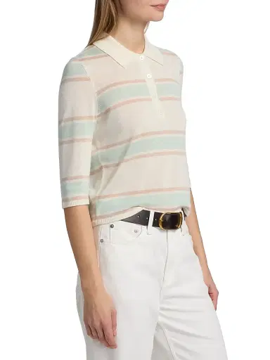 Re/done Women's Range Polo Top - Light Mint Combo | Thumbnail 4 Re/done Women's Range Polo Top - Light Mint Combo | Thumbnail 4