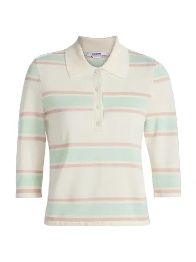 Re/done Women's Range Polo Top - Light Mint Combo | Thumbnail 1 Re/done Women's Range Polo Top - Light Mint Combo | Thumbnail 1