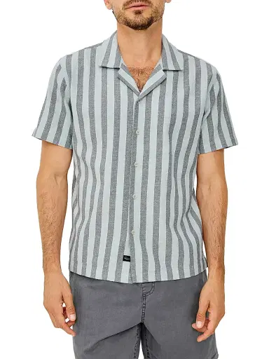 Rails Men's Fielder Striped Cotton Camp Shirt - Blue Jay Stripe | Thumbnail 3 Rails Men's Fielder Striped Cotton Camp Shirt - Blue Jay Stripe | Thumbnail 3