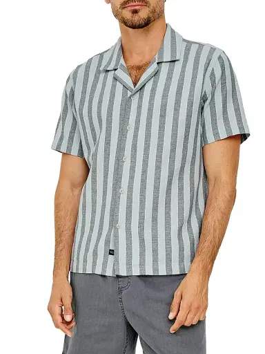 Rails Men's Fielder Striped Cotton Camp Shirt - Blue Jay Stripe | Thumbnail 4 Rails Men's Fielder Striped Cotton Camp Shirt - Blue Jay Stripe | Thumbnail 4