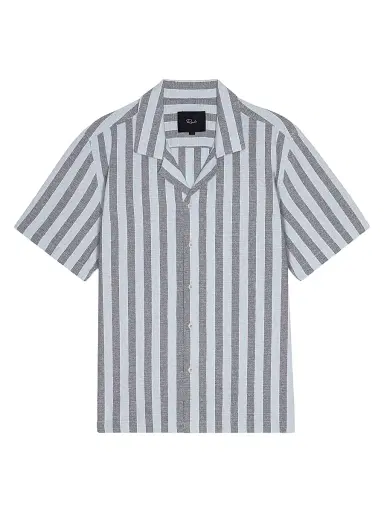 Rails Men's Fielder Striped Cotton Camp Shirt - Blue Jay Stripe | Thumbnail 1 Rails Men's Fielder Striped Cotton Camp Shirt - Blue Jay Stripe | Thumbnail 1