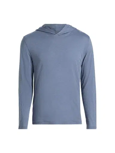 Vince Men's Fine Slub Double-Layer Cotton Hoodie - Hawk Blue Coyote | Thumbnail 1 Vince Men's Fine Slub Double-Layer Cotton Hoodie - Hawk Blue Coyote | Thumbnail 1