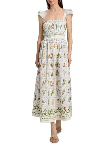 Farm Rio Women's Tropical Porcelain Maxi Dress - Off White | Thumbnail 2 Farm Rio Women's Tropical Porcelain Maxi Dress - Off White | Thumbnail 2