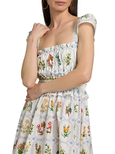 Farm Rio Women's Tropical Porcelain Maxi Dress - Off White | Thumbnail 6 Farm Rio Women's Tropical Porcelain Maxi Dress - Off White | Thumbnail 6