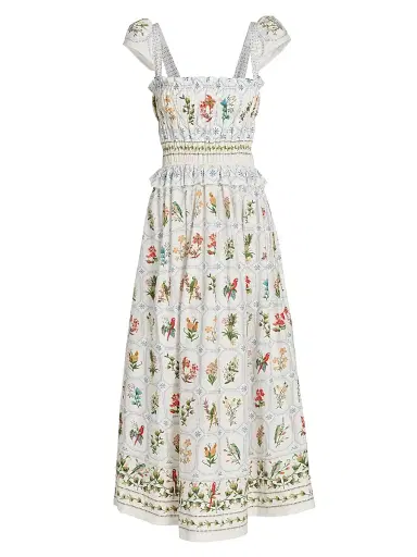 Farm Rio Women's Tropical Porcelain Maxi Dress - Off White | Thumbnail 1 Farm Rio Women's Tropical Porcelain Maxi Dress - Off White | Thumbnail 1