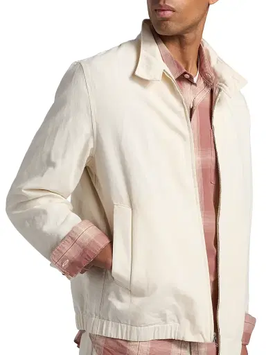 Vince Men's Cotton-Linen Bomber Jacket - Blanco | Thumbnail 6 Vince Men's Cotton-Linen Bomber Jacket - Blanco | Thumbnail 6