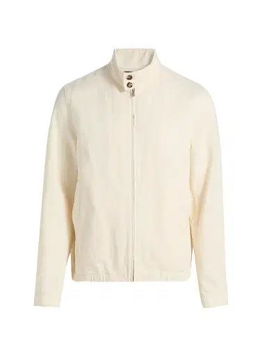 Vince Men's Cotton-Linen Bomber Jacket - Blanco | Thumbnail 1 Vince Men's Cotton-Linen Bomber Jacket - Blanco | Thumbnail 1